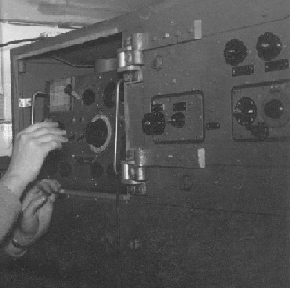 The hinged IF Rack to right of a test signal generator Picture courtesy of Bill Wallace.