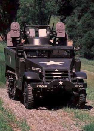 Front view of M16 Quad 0.5" AA half-track