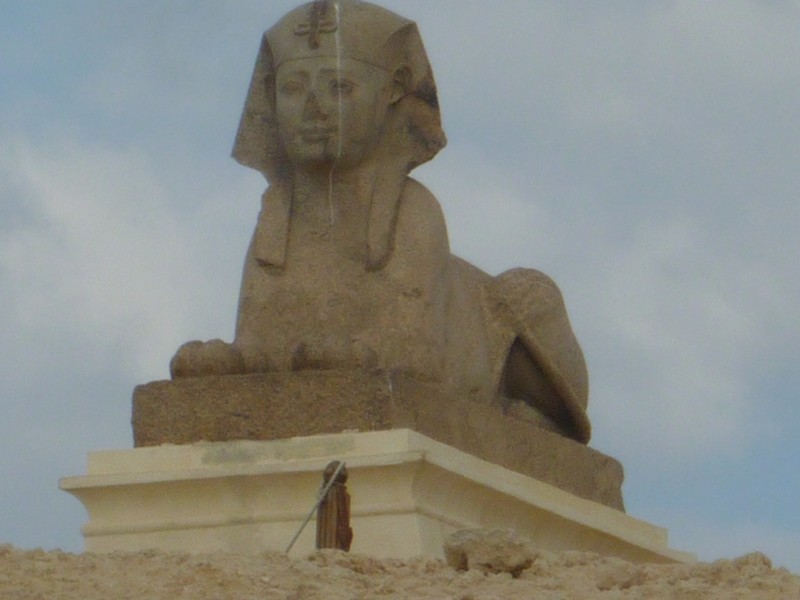 Close up of one of the small Sphinx figures