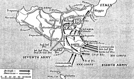Map of the invasion of Sicily. Click to see larger version.