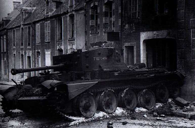 Wrecked OP Cromwell of Captain Victory K BTY 5 RHA in the town